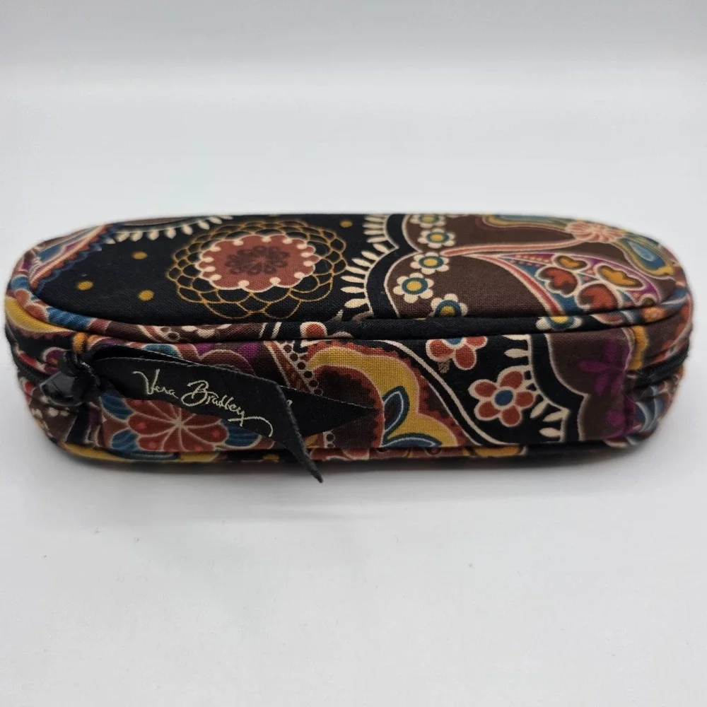 Vera Bradley Hard Eyeglass Case Paisley Pattern Zipper Closure Designer Luxury‎
